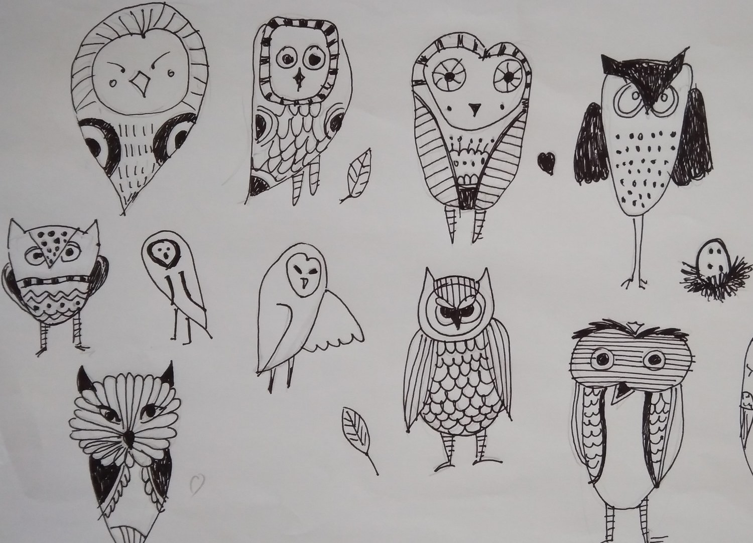 детская графика, графические зарисовки на тему - совы позволяют развивать детскую фантазию.